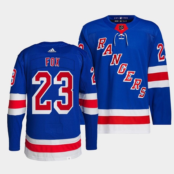 Men's New York Rangers #23 Adam Fox Royal Stitched Jersey - Click Image to Close